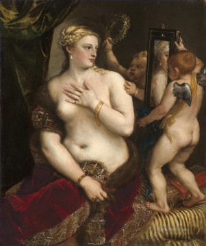  Titian Oil Painting - Venus in front of the mirror 1553 nude Tiziano Titian